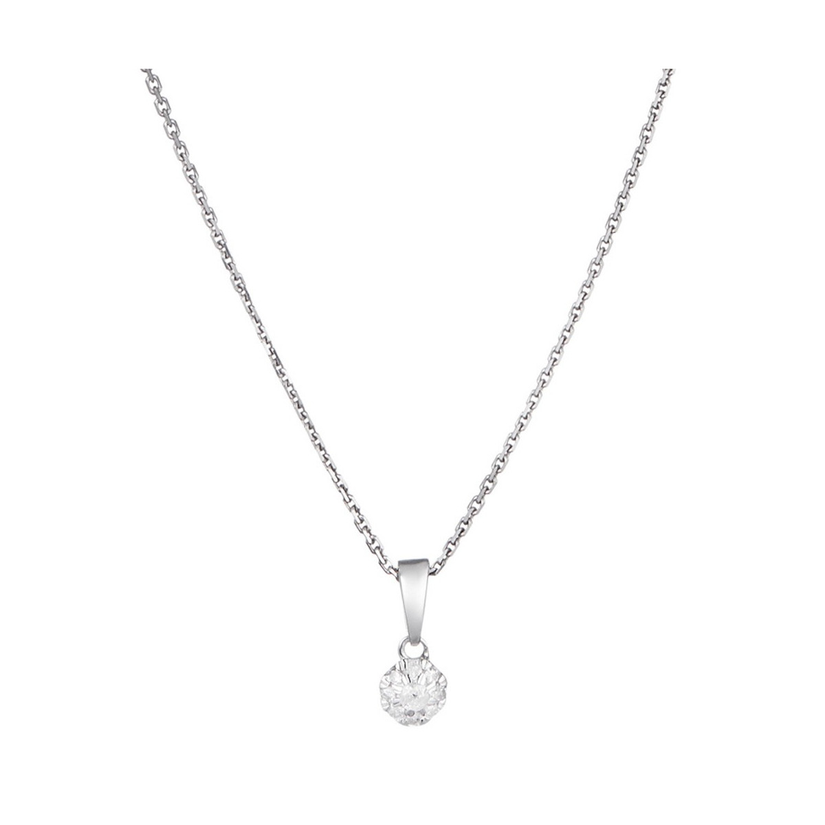 Pendentif en Or Blanc Diamant 0,06 carat IDYLLE chaîne argent Pendentif "Idylle" Or Blanc et Diamants