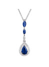 Pendentif Or Blanc, Diamants 0,02 carat Saphirs Bleus 0,97 carats