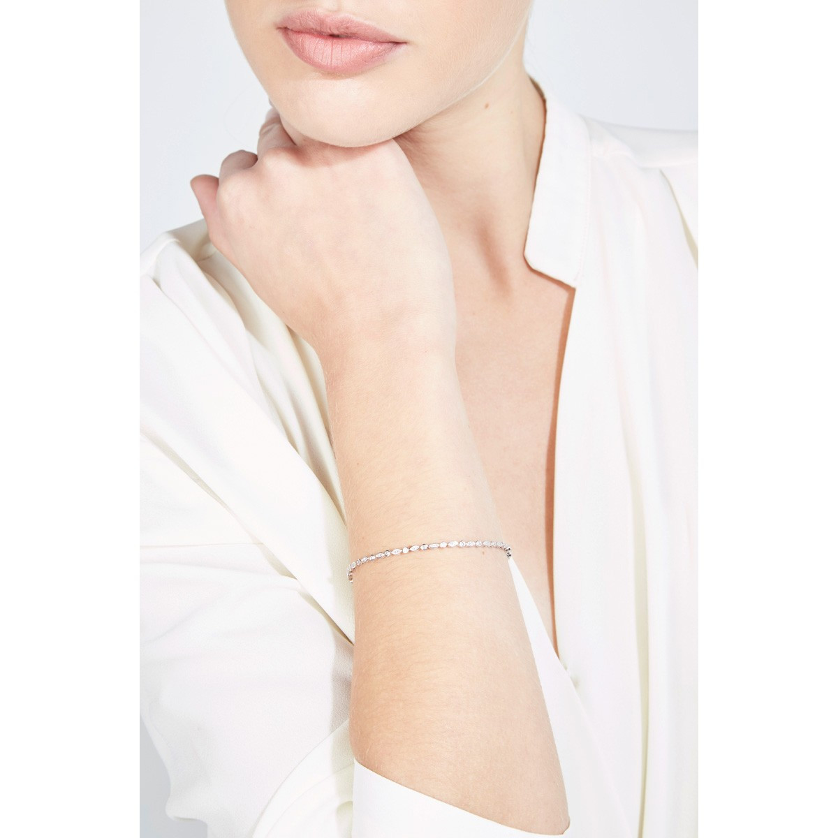 Bracelet Or Blanc et Diamants 0,5 carat "LIGNE DE CHANCE" Bracelet "Laurine" Or blanc et Diamant