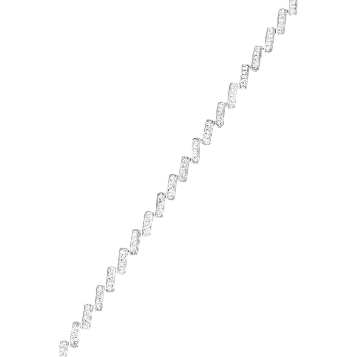 Bracelet chaine Or Blanc et Diamants 0,5 carat "TOUCHER DROIT AU COEUR"