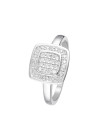 Bague en Or blanc 375/1000ème certifié égal à 9 carats pour un poids de l'or de 2,91 g. Sertie de 20 diamants blancs