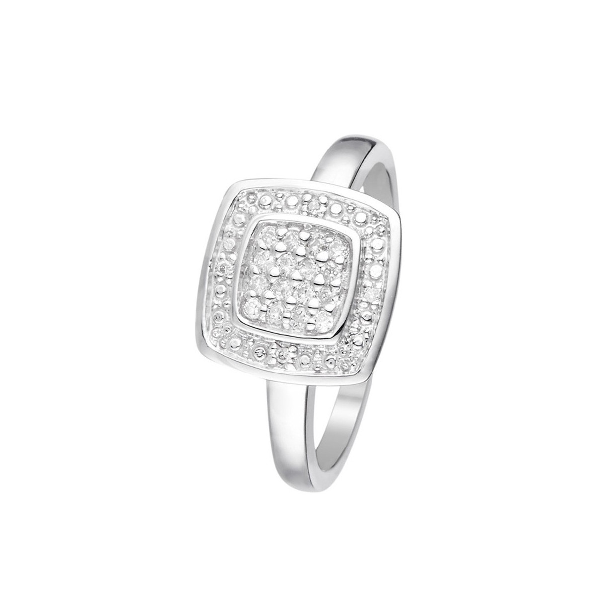 Bague en Or blanc 375/1000ème certifié égal à 9 carats pour un poids de l'or de 2,91 g. Sertie de 20 diamants blancs Bague "Olivia" Or blanc et Diamant