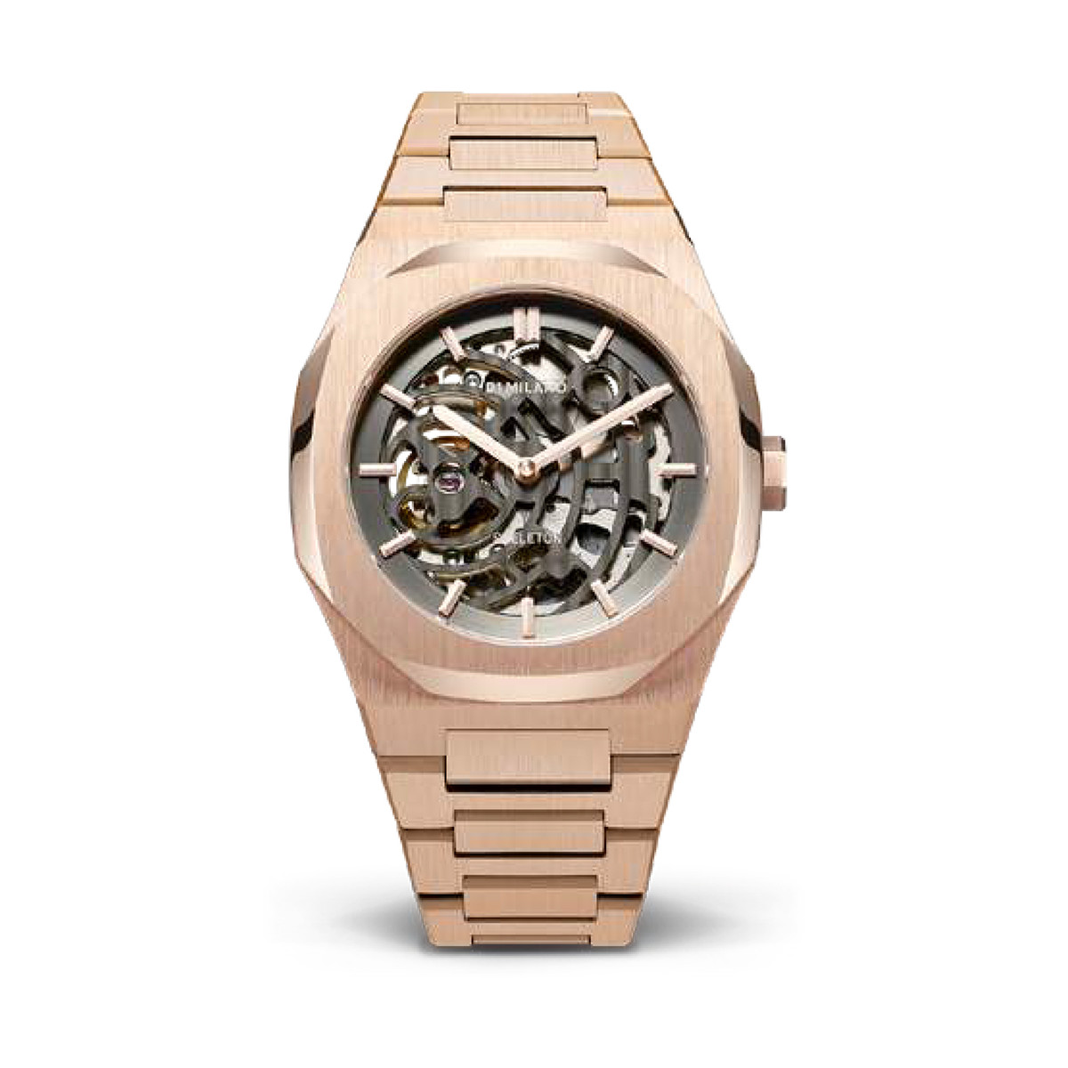D1 Milano Rose Gold Skeleton D1-SKBJ03 wristwatches mens mechanical | KECHIQ