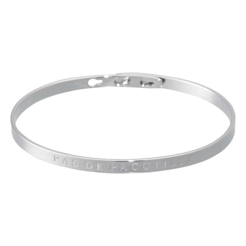 Bracelet Jonc à message laiton argenté "PAS DE PACOTILLE" Bracelet Jonc à message laiton argenté "PAS DE PACOTILLE"
