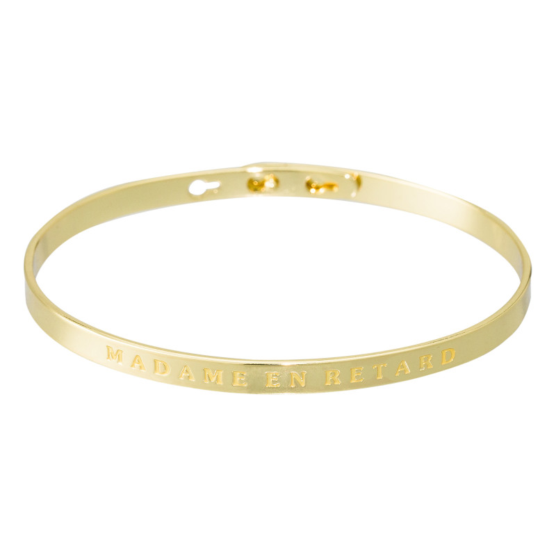 Bracelet Jonc à message laiton doré "MADAME EN RETARD" Bracelet Jonc à message laiton doré "MADAME EN RETARD"