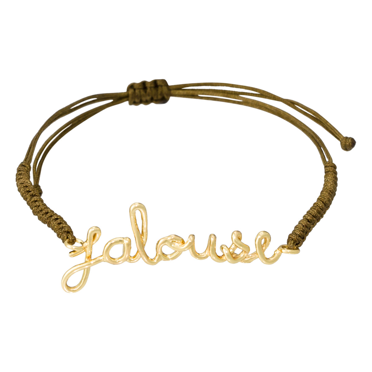 "JALOUSE" Bracelet cordon et fil lettering doré à message