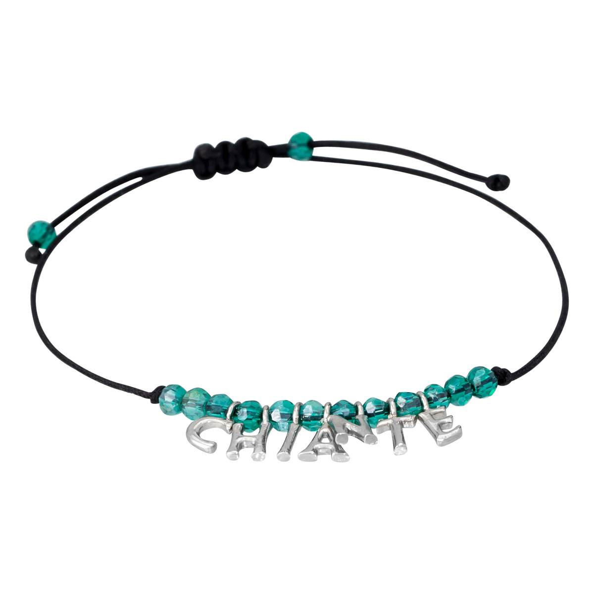 Bracelet à message laiton argenté "CHIANTE" "CHIANTE" Bracelet cordon et lettering argenté à message