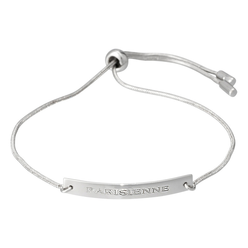 Bracelet à message laiton argenté "PARISIENNE" Bracelet à message laiton argenté "PARISIENNE"