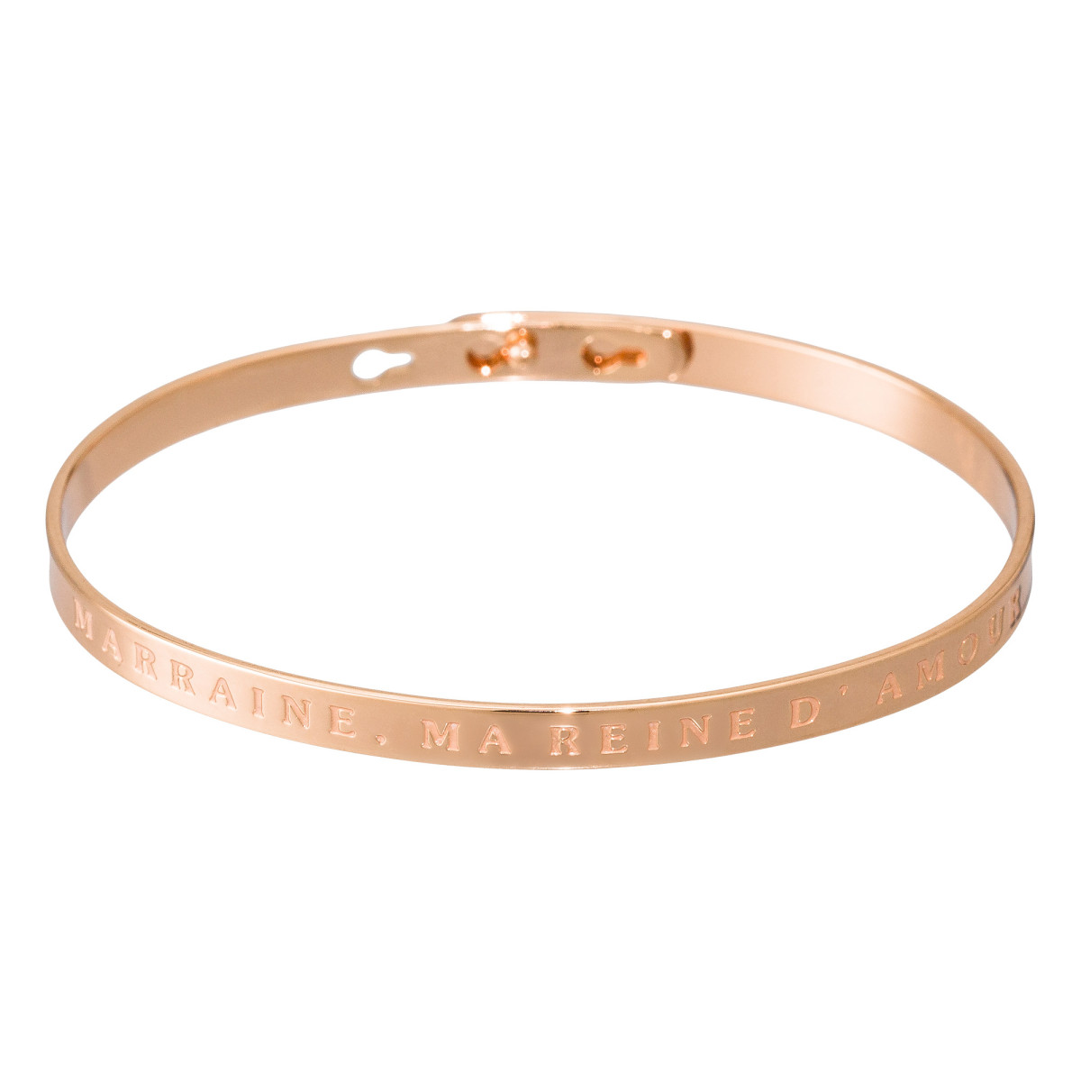 Bracelet Jonc à message laiton rosé "MARRAINE, MA REINE D'AMOUR" Bracelet à message "Marraine , Ma Reine d'amour" Laiton rosé