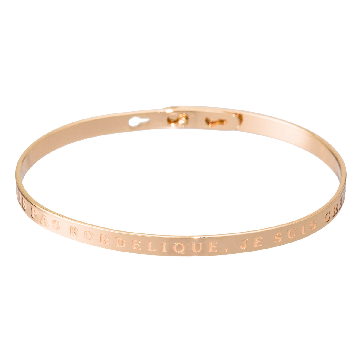Bracelet Jonc à message laiton rosé "JE SUIS PAS BORDELIQUE, JE SUIS CREATIVE" Bracelet à message "Je suis Pas Bordélique, Je suis Créative" Laiton rosé