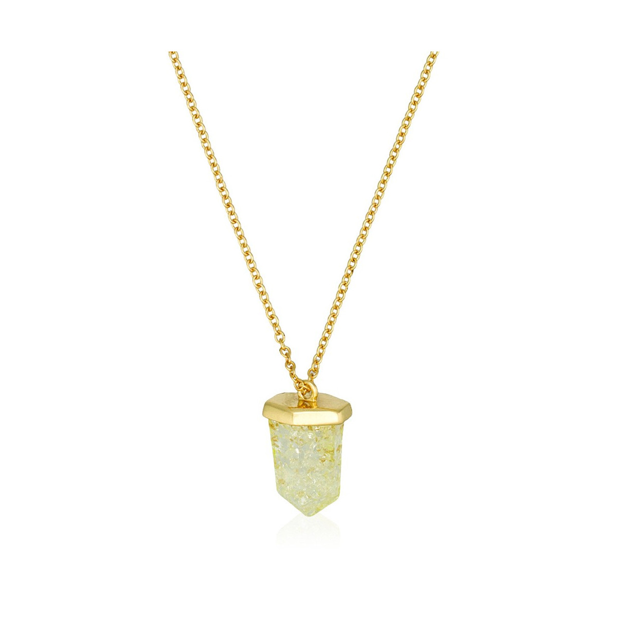 Collier Torrente en laiton doré à l'or fin "Pendant Blanc d'Argent"