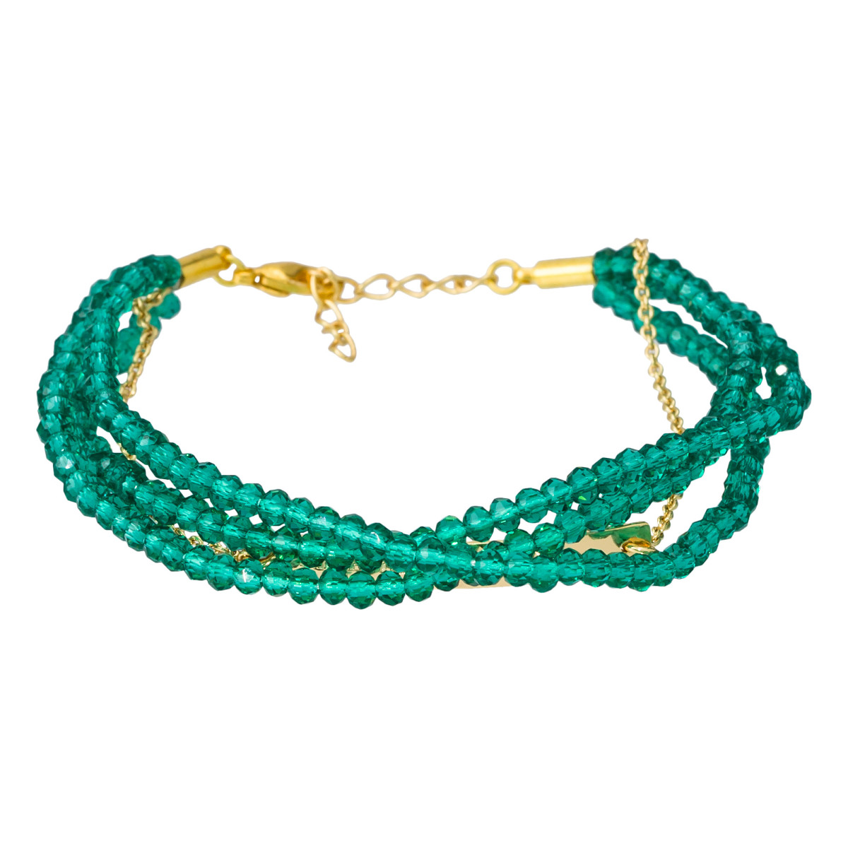 "LIFE IS BEAUTIFUL" bracelet doré chaine et perles à message