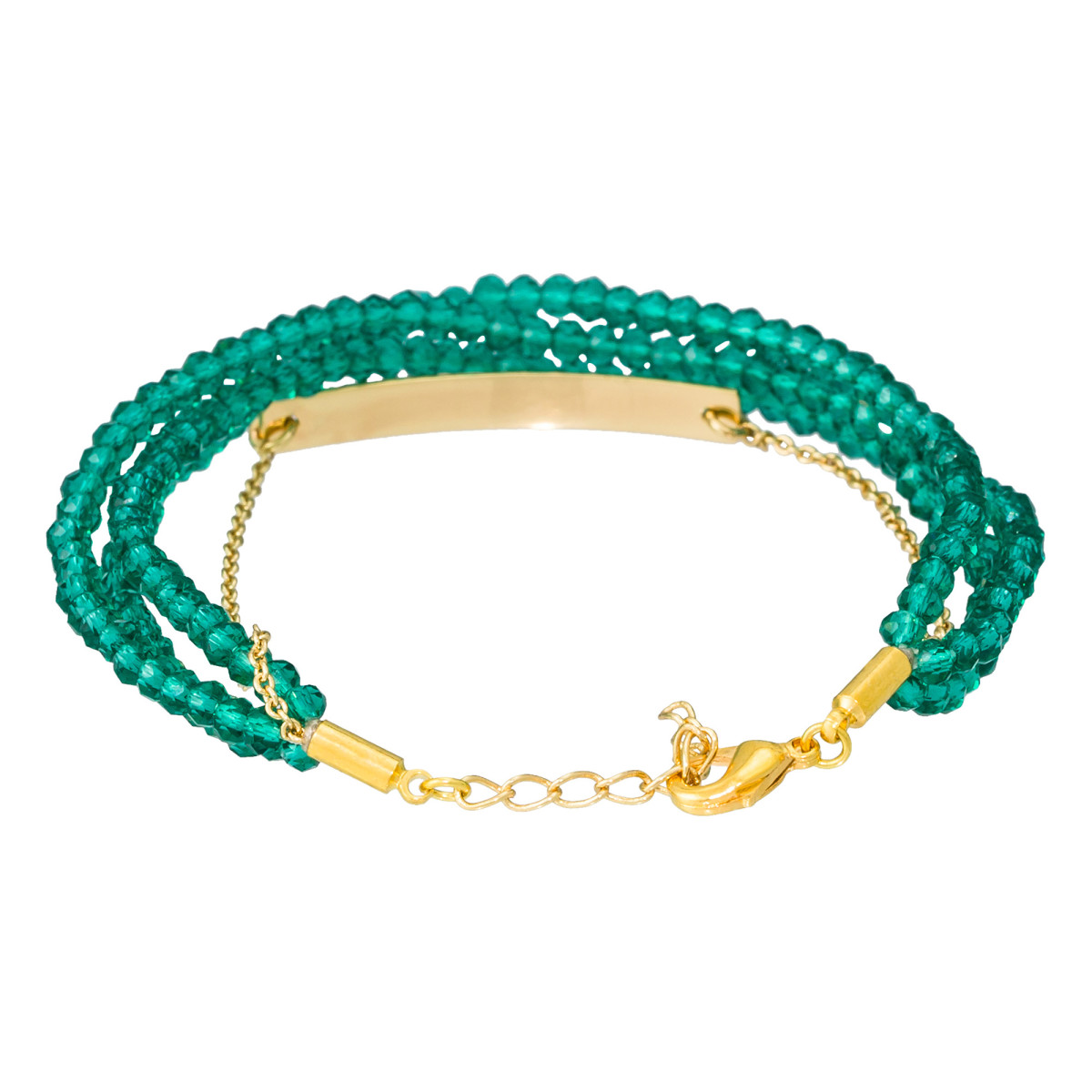 "LIFE IS BEAUTIFUL" bracelet doré chaine et perles à message