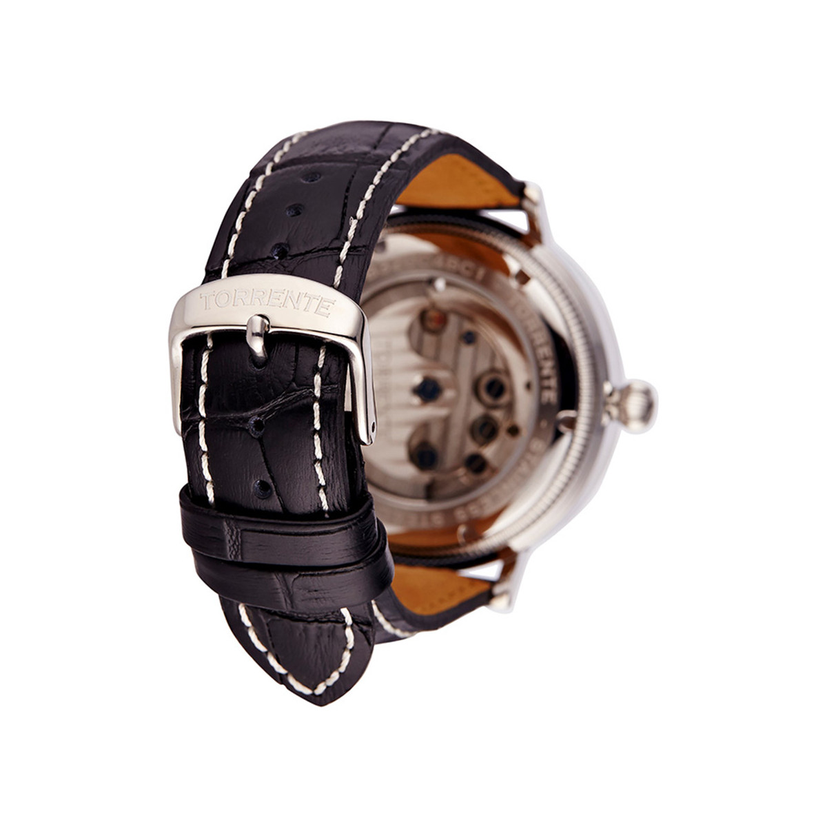 Montre "New York" Bracelet cuir Torrente - Montre "New York" Cadran Bleu - Boîtier Acier - Bracelet Cuir Noir - Homme