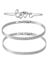 Parure " Love" 3 Bracelets Joncs à message Argenté