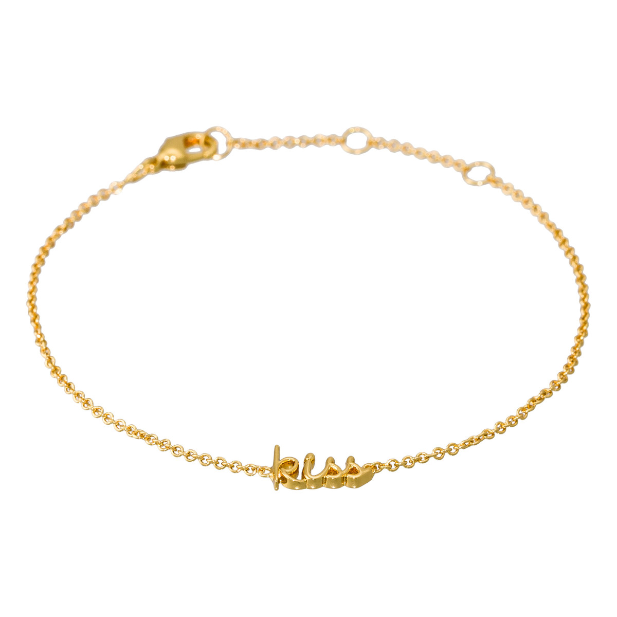 Bracelet à message laiton doré "KISS" "KISS" bracelet chaine et fil lettering à message doré