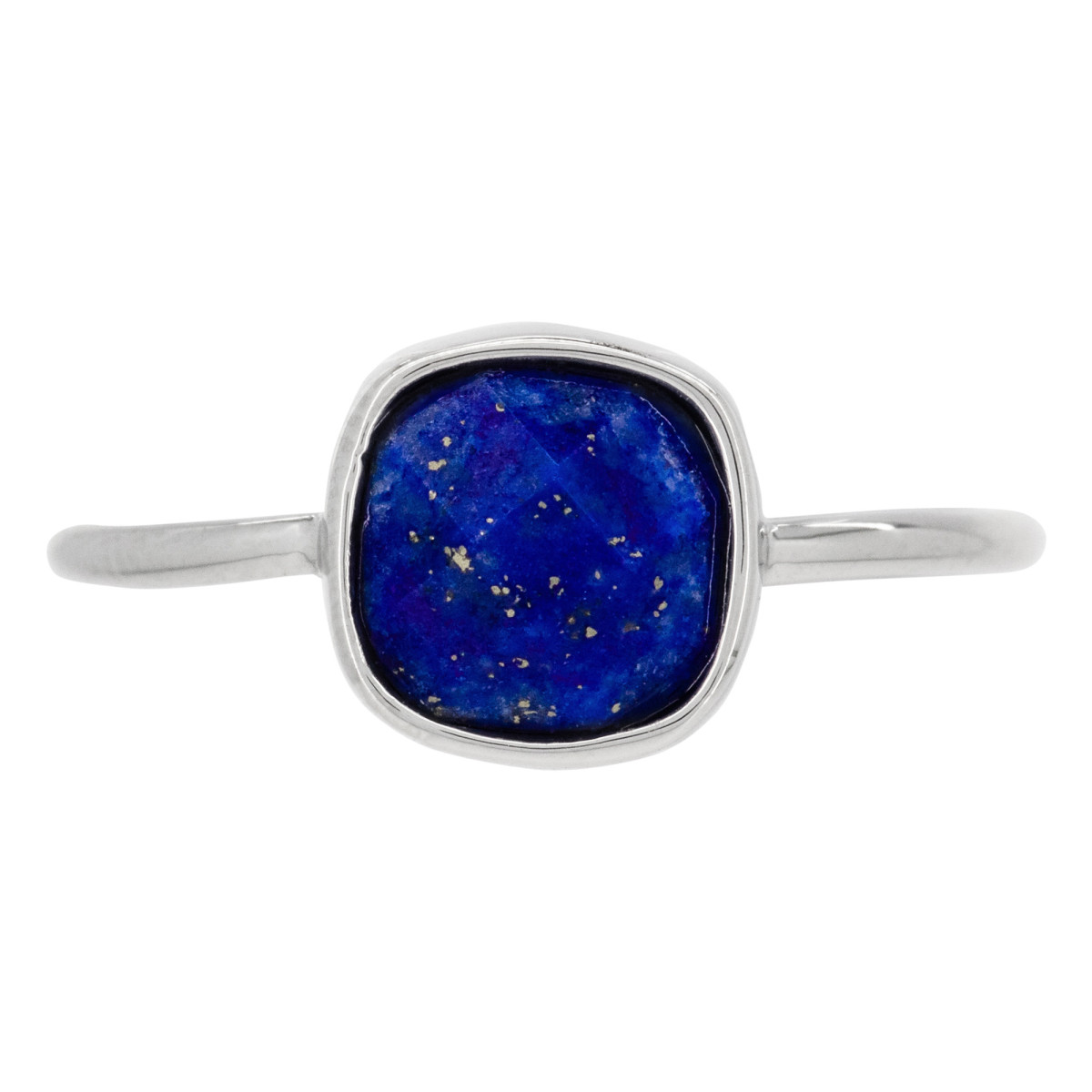 Bague laiton argenté montée d'un lapis bleue " Ella " Bague "Arcadia" Lapis Lazuli Laiton