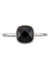 Bague laiton argenté montée d'une onyx noire " Ella "