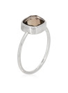 Bague laiton argenté montée d'un quartz fumé marron " Ella "