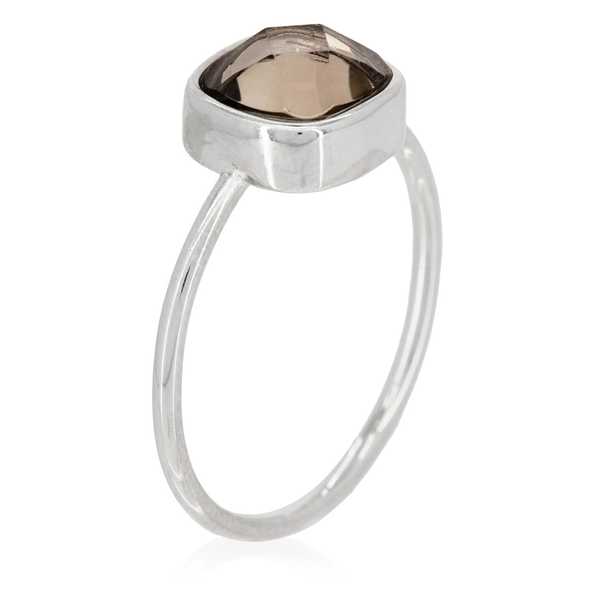 Bague "Arcadia" Quartz Fumé Laiton