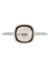Bague laiton argenté montée d'un quartz fumé marron " Ella "