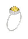 Bague laiton argenté montée d'une topaze jaune " Ella "