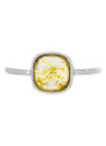 Bague laiton argenté montée d'une topaze jaune " Ella "