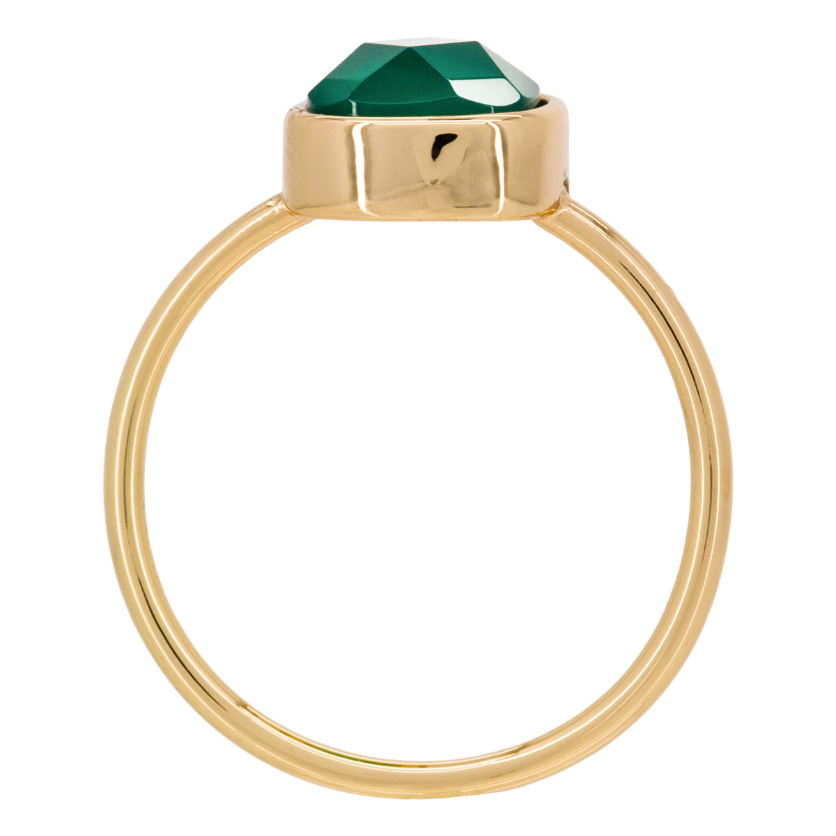 Bague laiton doré montée d'une agate verte " Ella " Bague "Arcadia" Agate verte Laiton doré