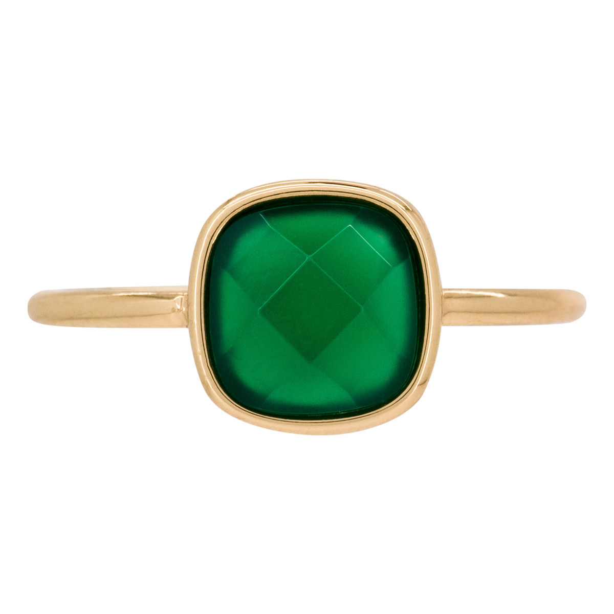 Bague laiton doré montée d'une agate verte " Ella " Bague "Arcadia" Agate verte Laiton doré