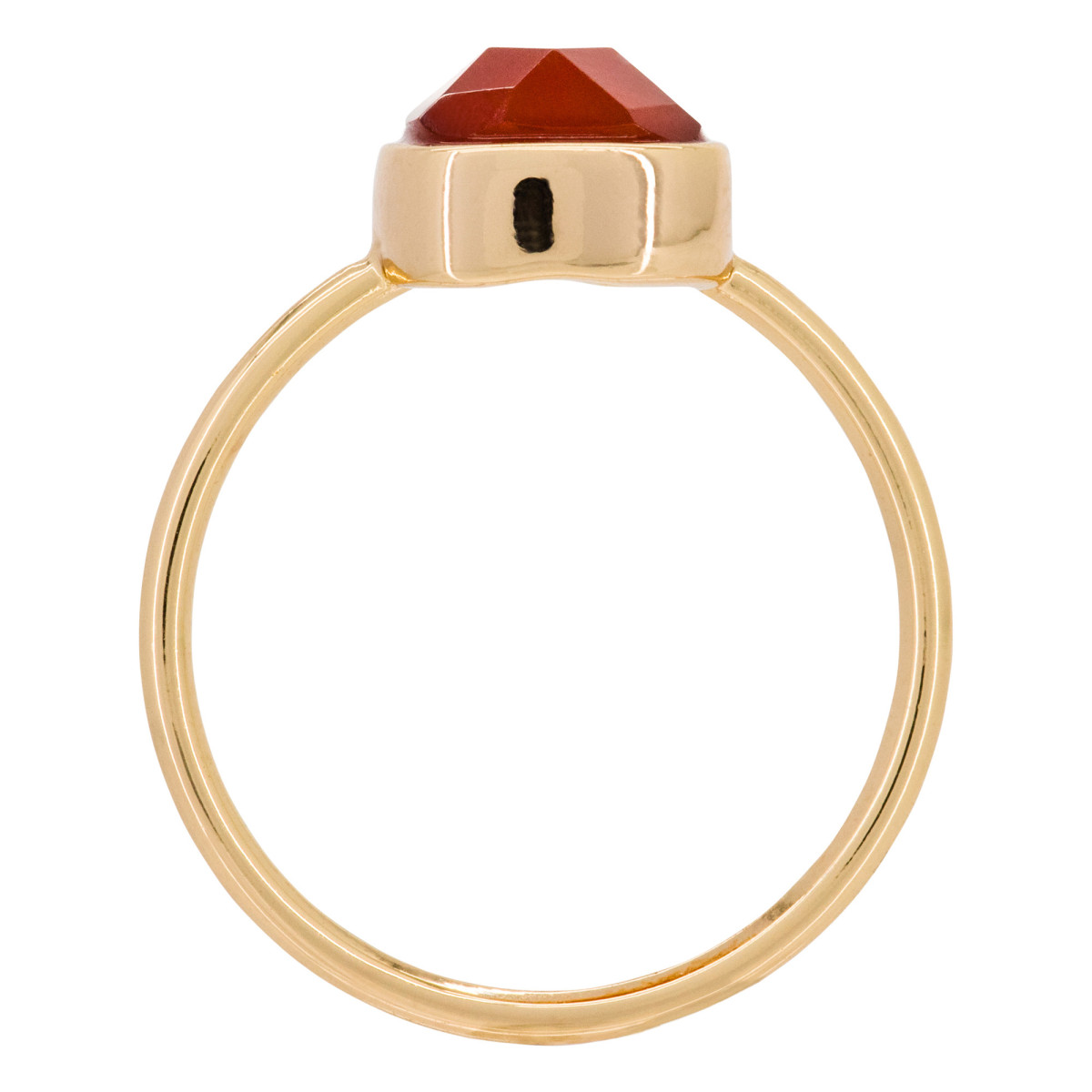 Bague laiton doré montée d'un camelia rouge " Ella " Bague "Arcadia" Agate rouge Laiton doré