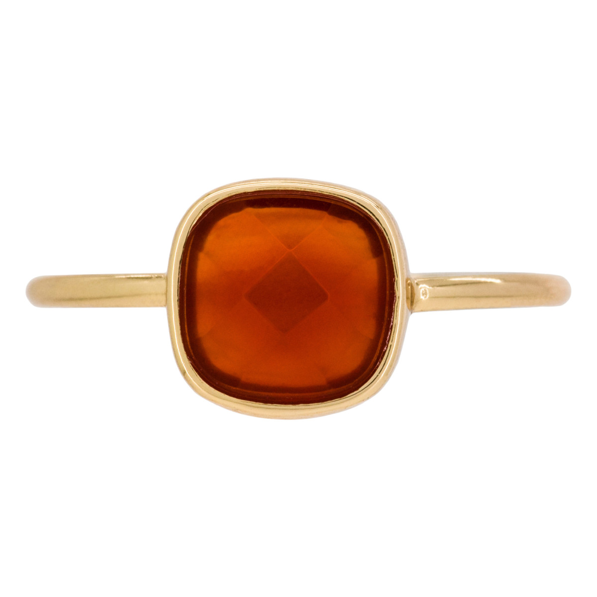 Bague laiton doré montée d'un camelia rouge " Ella " Bague "Arcadia" Agate rouge Laiton doré