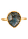 Bague laiton doré montée d'une labradorite grise " Ilya "