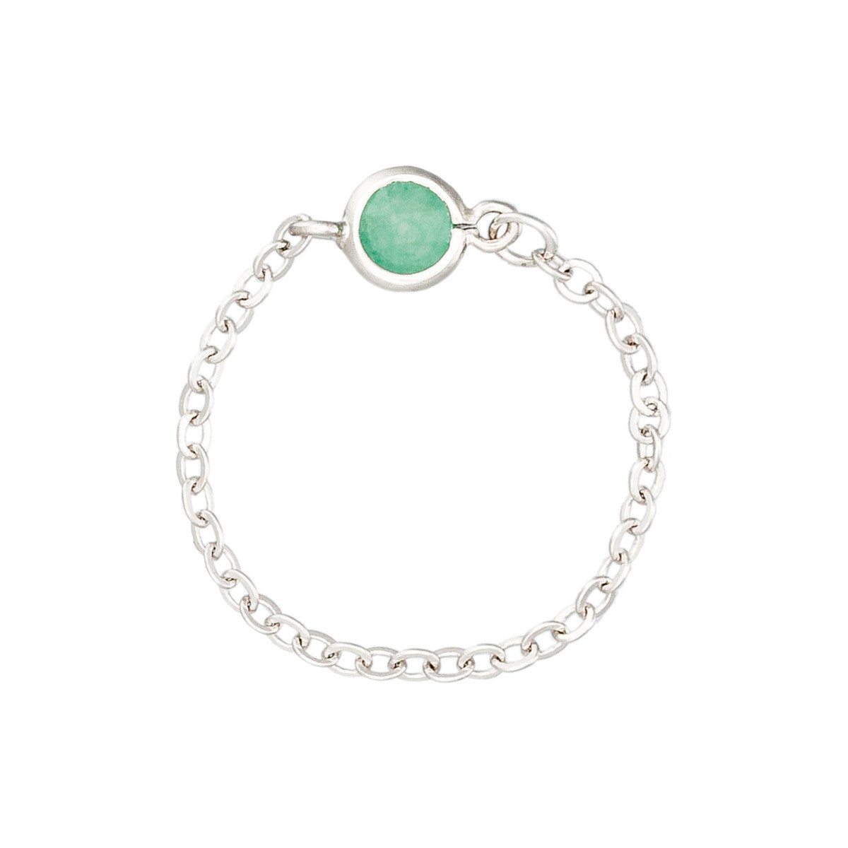 Bague laiton argenté montée d'une aventurine verte " Léa " Bague "Fugitive" Aventurine verte Laiton