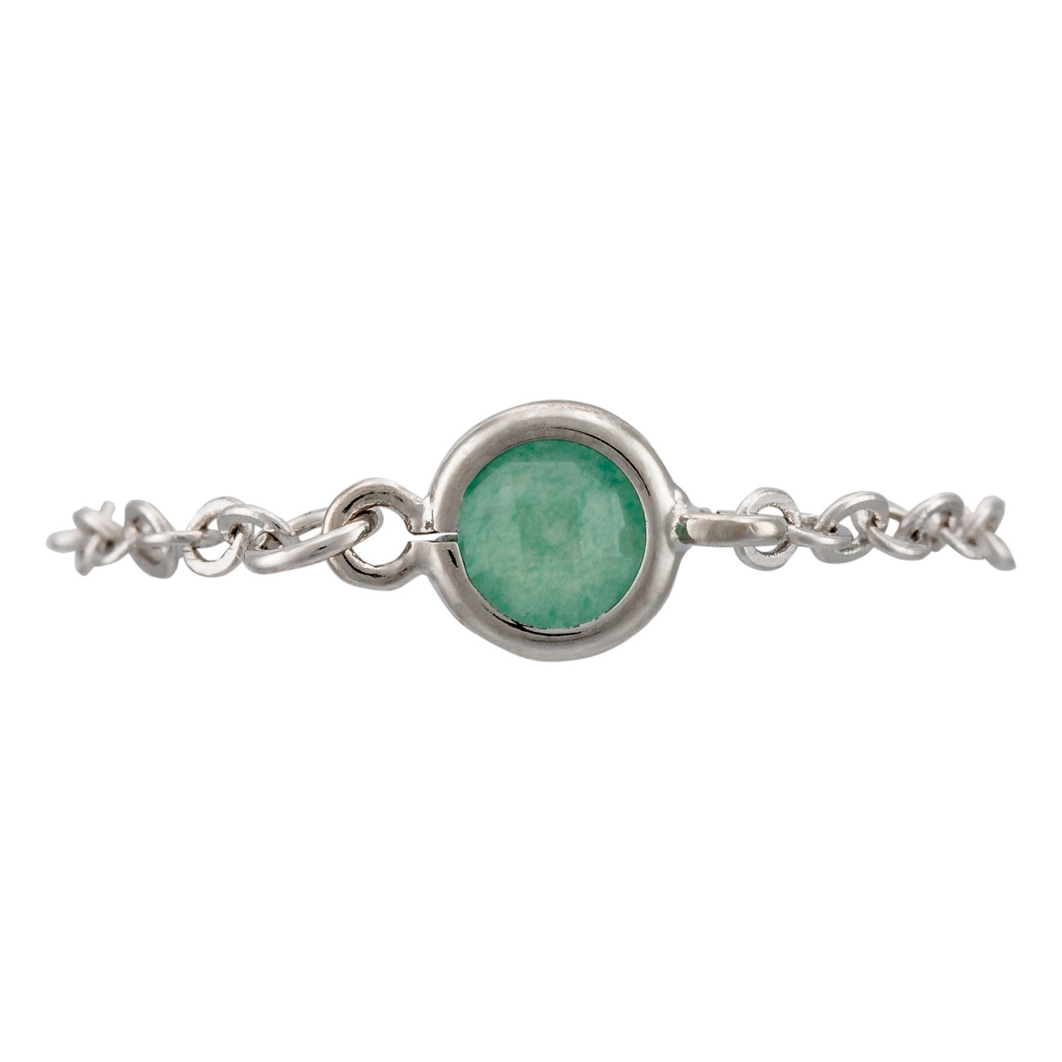 Bague laiton argenté montée d'une aventurine verte " Léa " Bague "Fugitive" Aventurine verte Laiton