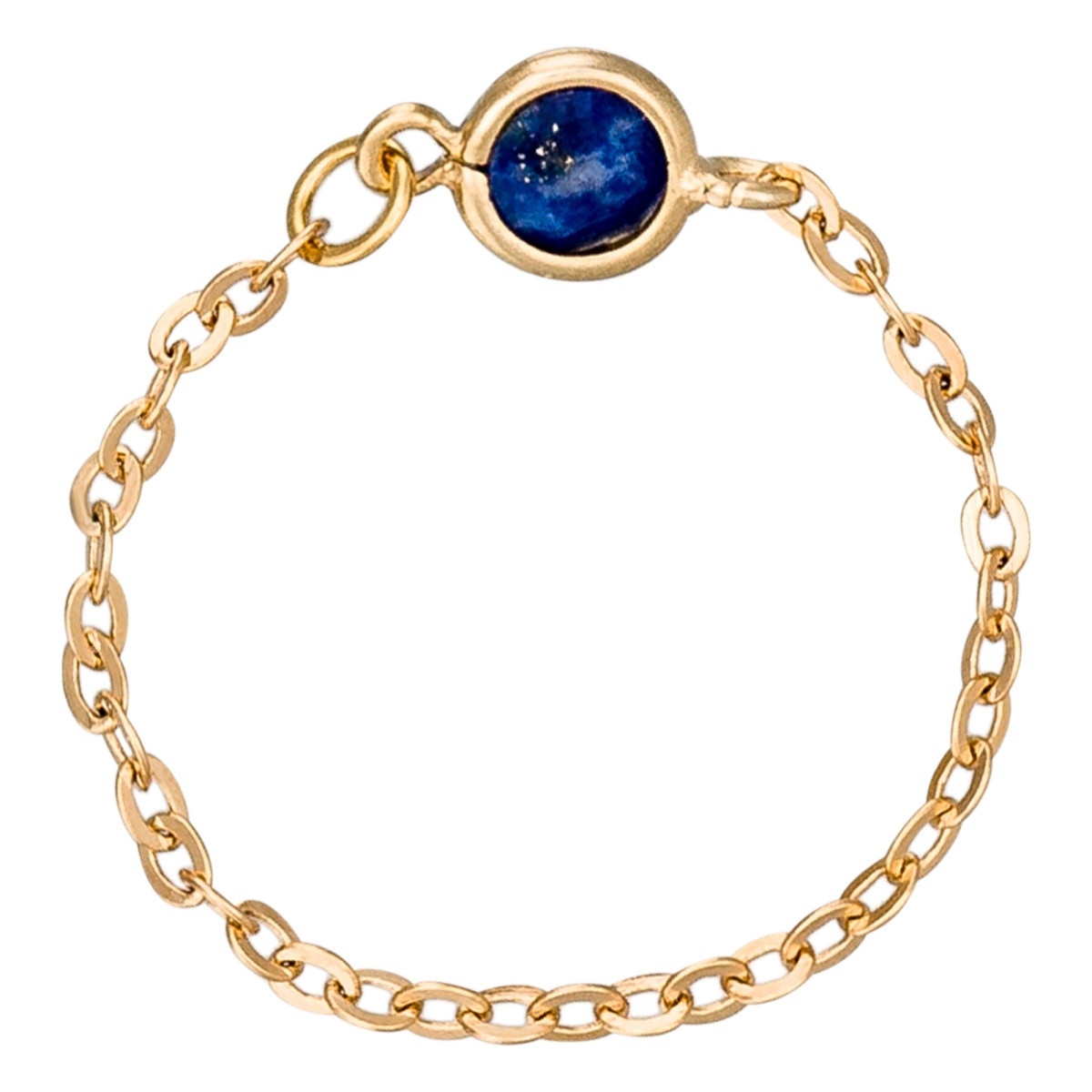 Bague laiton doré montée d'un lapis bleue " Léa " Bague chaîne dorée "Léa" Lapis