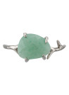 Bague laiton argenté montée d'une aventurine verte " Lily "