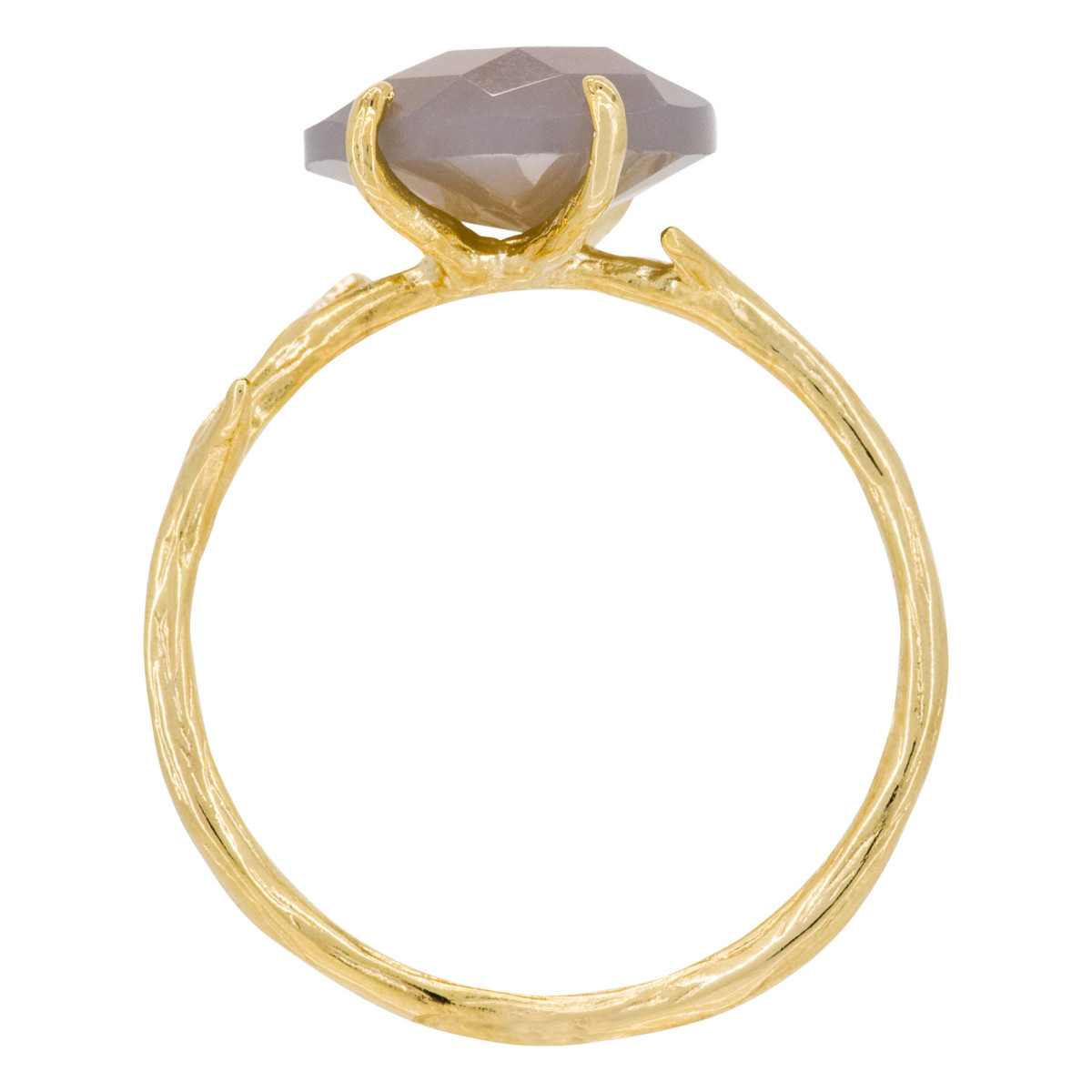 Bague "Galaxie" Agate grise Laiton doré