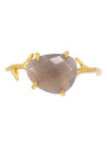 Bague laiton doré montée d'une agate grise " Lily "