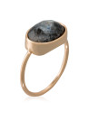 Bague laiton doré montée d'une labradorite grise " Lisa "