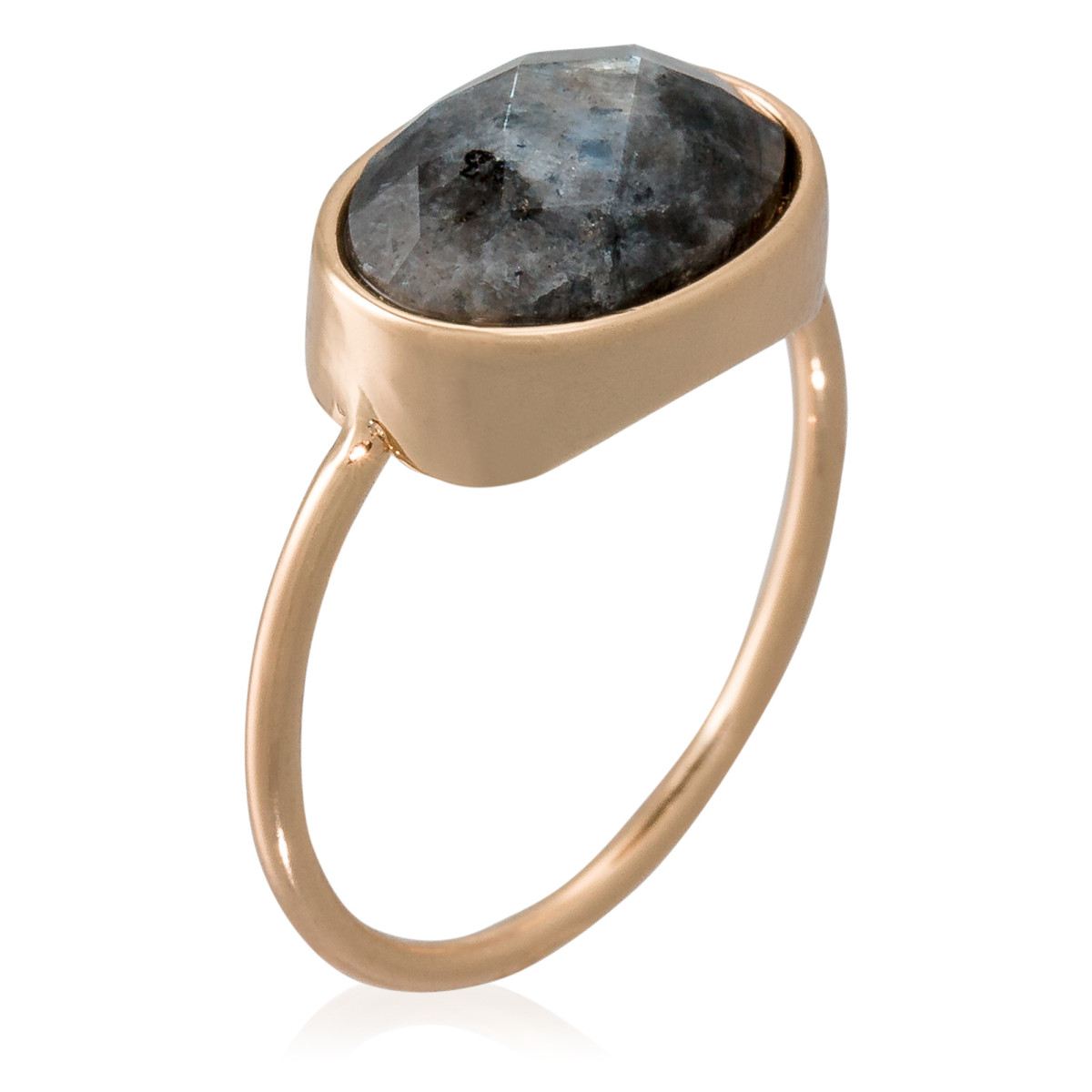 Bague laiton doré montée d'une labradorite grise " Lisa " Bague "Aube" Labradorite Laiton doré