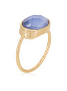 Bague laiton doré montée d'une nacre bleue " Lisa "