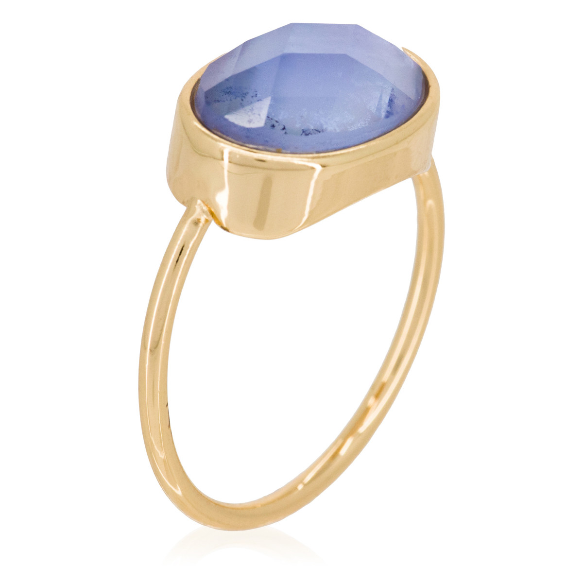 Bague "Aube" Nacre bleue Laiton doré