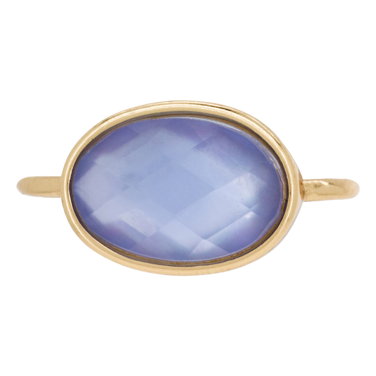 Bague "Aube" Nacre bleue Laiton doré