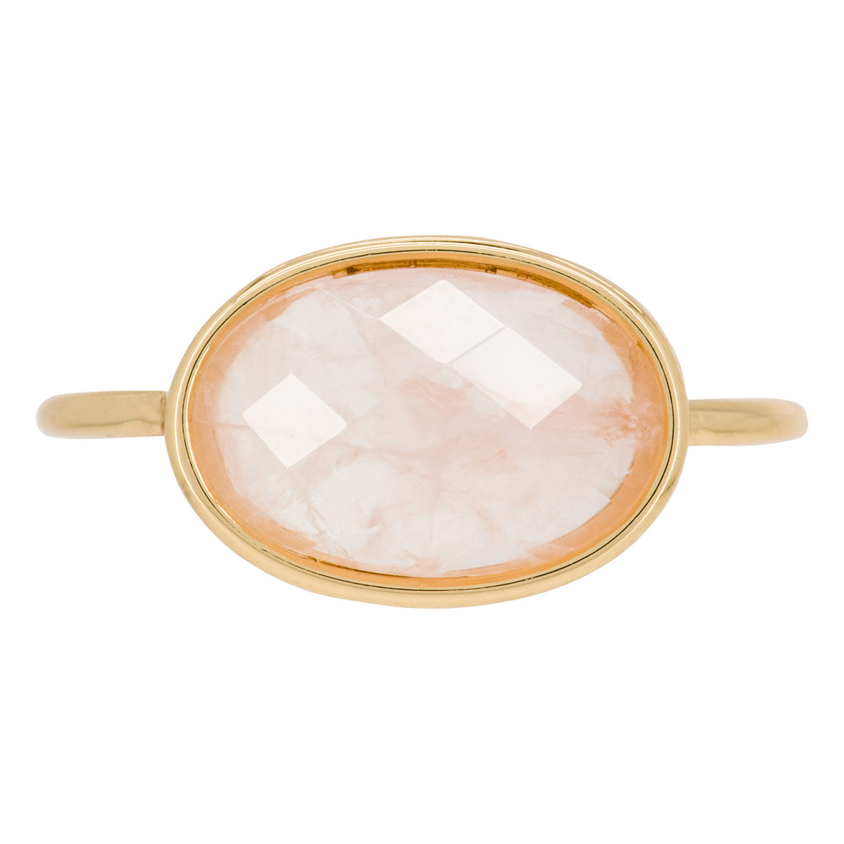 Bague laiton doré montée d'un quartz rose " Lisa " Bague "Aube" Quartz Rose Laiton doré