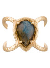 Bague laiton doré montée d'une labradorite grise " Liva "