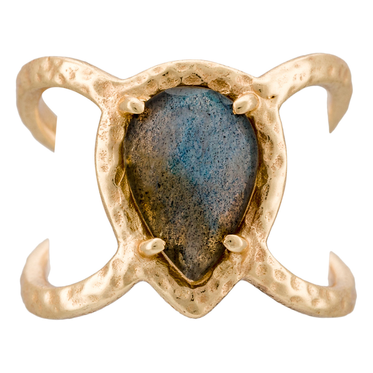 Bague laiton doré montée d'une labradorite grise " Liva " Bague laiton doré montée d'une labradorite grise " Liva "