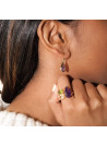 Bague laiton doré montée d' améthystes multicolores " Lola "