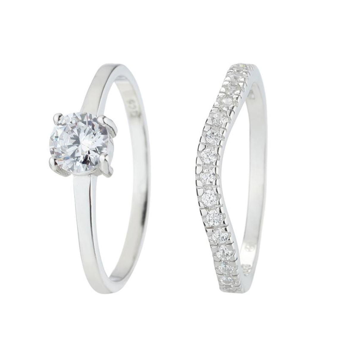 Bague "Alliance & Solitaire" Argent 925