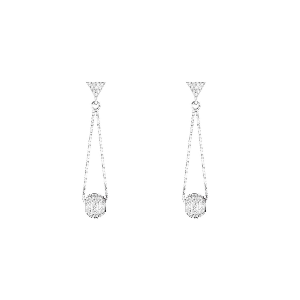 Boucles d'oreilles en argent et oxydes de zirconium "Géométrique Rond"