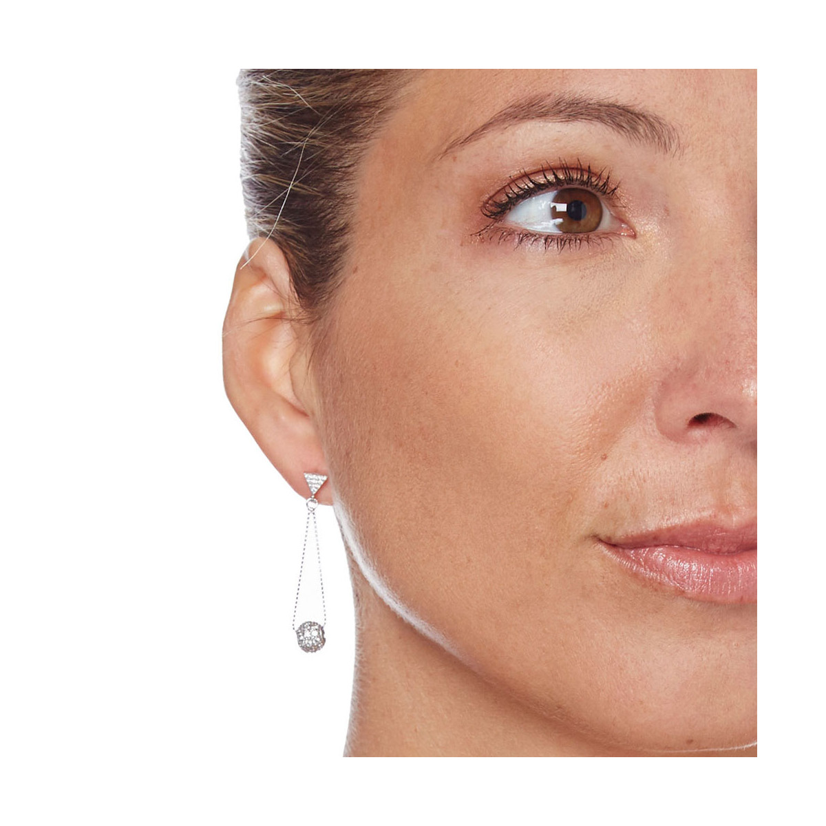 Boucles d'oreilles en argent et oxydes de zirconium "Géométrique Rond"